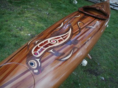 Otter kayak marquetry